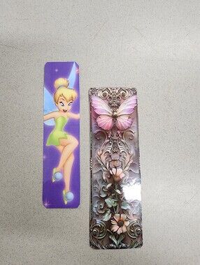 Pink Butterfly And Tinkerbell Floral Bookmark